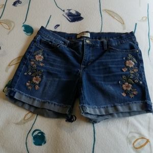 Vintage America pink flower blue jean shorts 2